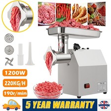 220KG/H Commercial Electric Meat Grinder Mincer Sausage Maker Filler Machine UK