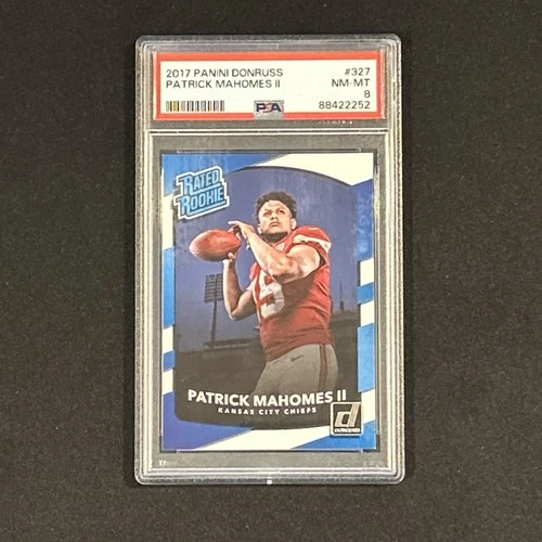 2017 Panini Donruss #327 Patrick Mahomes II Rated Rookie Kansas City PSA 8