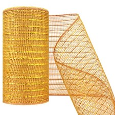 Deco Mesh 5.9 Inch x 30 Feet Ribbon Metallic Foil Gold Wreath Swags Craft Decor