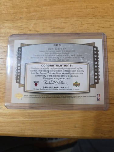 2004-05 SP Game Used Exclusive Signatures 81/100 Ben Gordon #RE5 Rookie Auto RC - Bild 2 von 2
