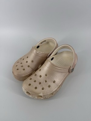 Crocs Classic Shimmer Clogs Shoes Men s Size 5 Women s Size 7 Champagne Rose GUC
