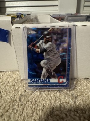 Carlos Santana 2019 Topps Chrome Blue Wave Refractor #/75 #44 Indians Guardians