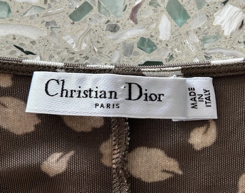 CHRISTIAN DIOR Paris Brown Leaf Print Dress Sz 6 Designer Quiet Luxury Old Money - Picture 8 of 8