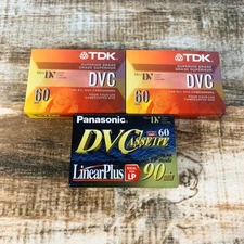 [NEW] Lot of 3 DVC Mini-DV Blank Tapes Digital Video Cassettes TDK and Panasonic