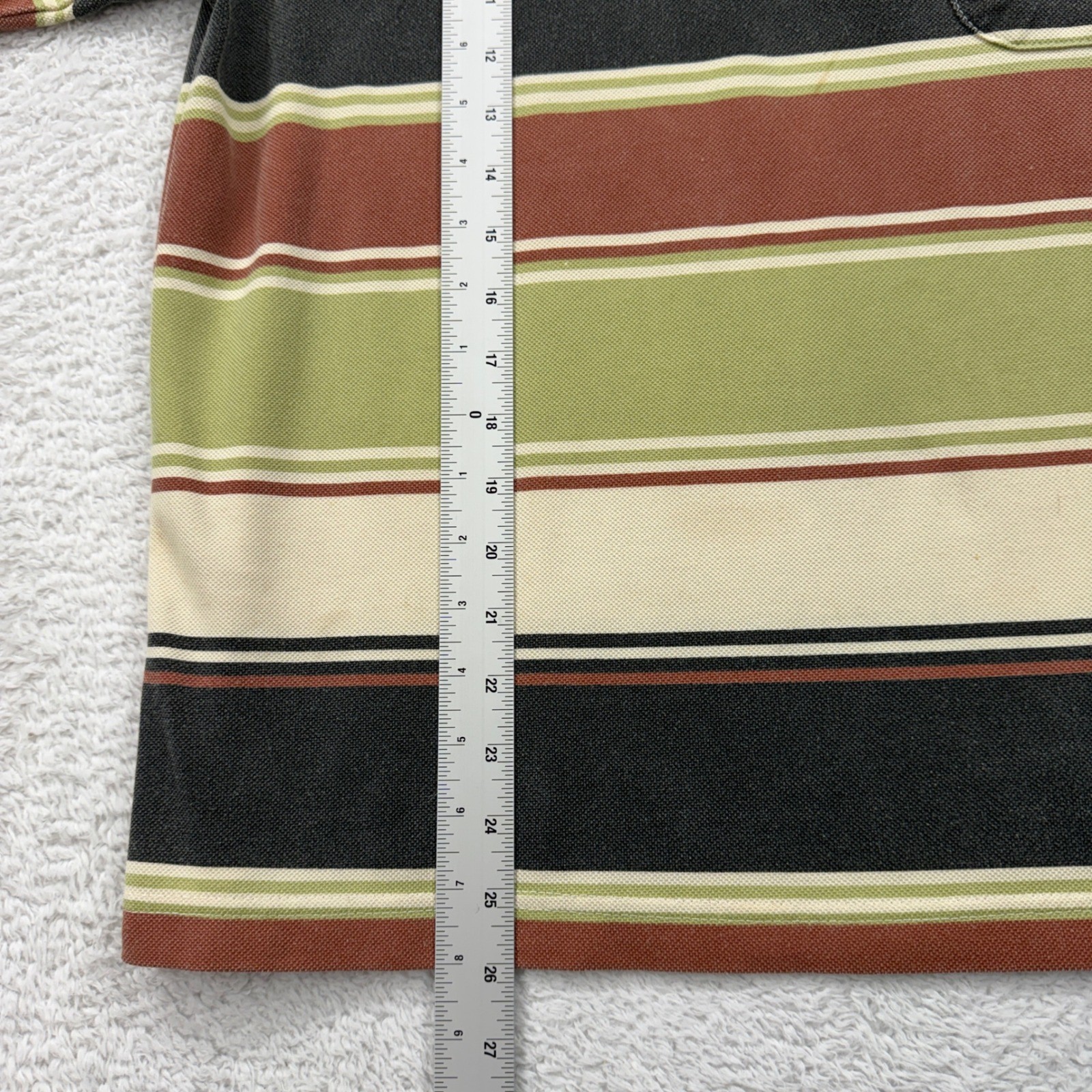 Lacoste Mens Striped Polo Shirt Short Sleeve Pocket Green Brown Black Size L VTG thumbnail 5