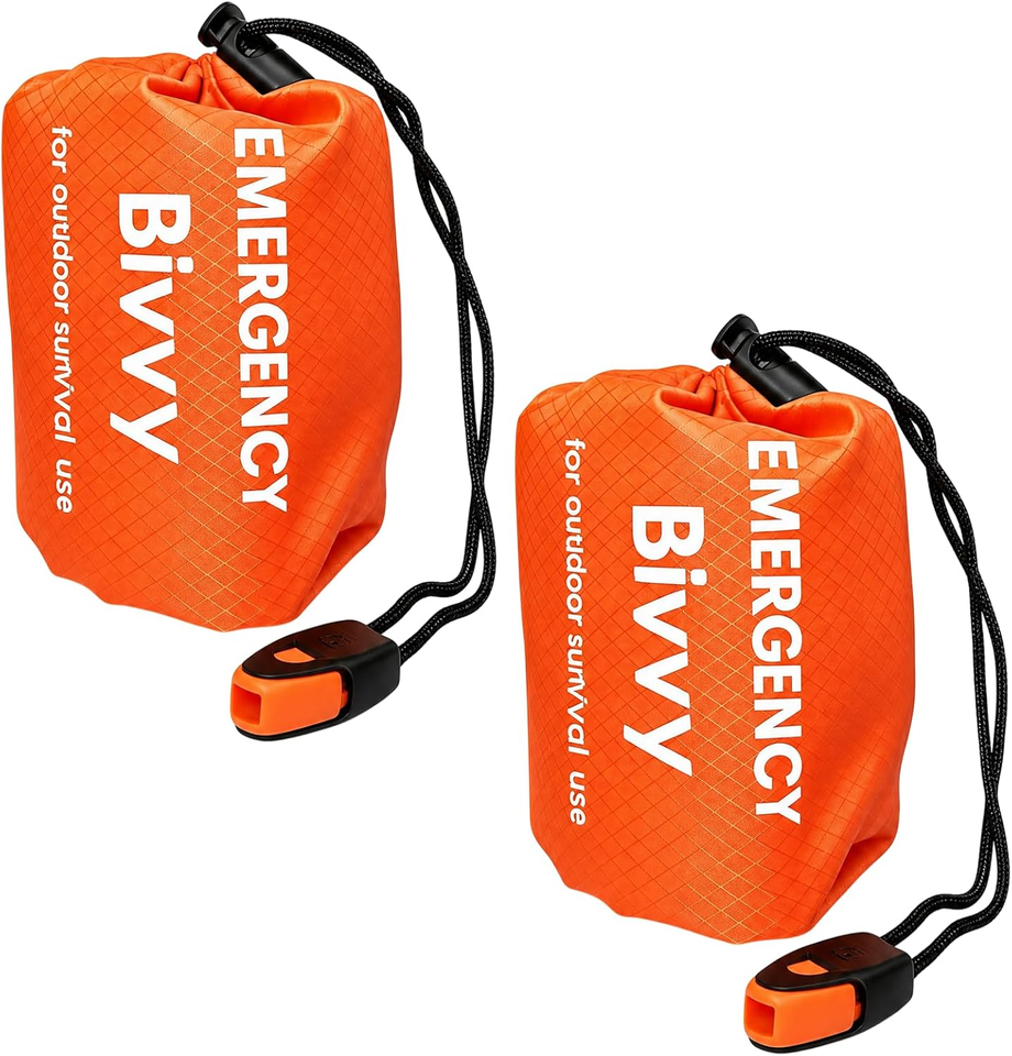 Picter Emergency Code 2Pack Emergency Sleeping Bag, Survival Thermal Bivvy Sack with Whistle ...