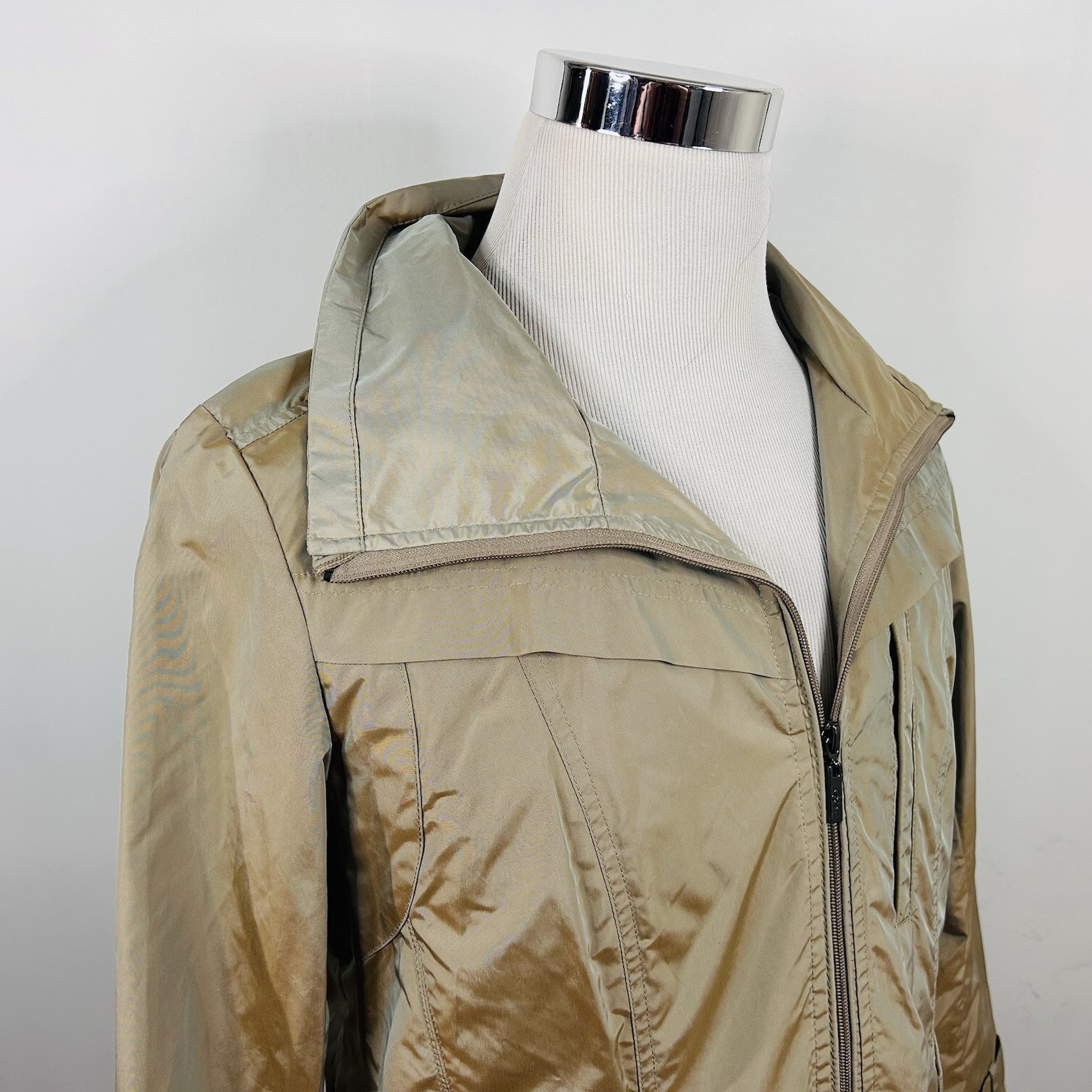 Full Zip Hooded Beige Poly Nylon