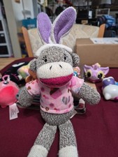Sock Monkey Bunny Rabbit ears plush stuffed a...