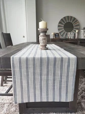 Fennco Styles Modern Striped Linen Blend Table Runner 16 W x 72 L - Indigo