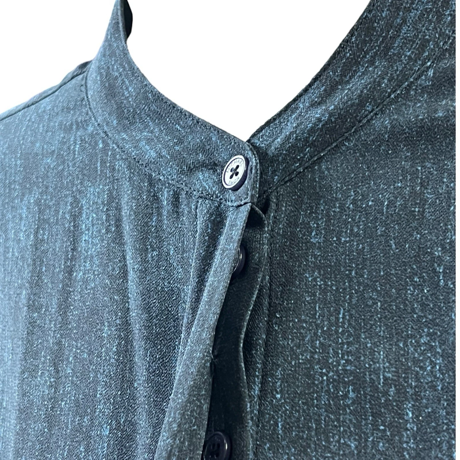 MICHAEL Michael Kors Camicia Abito Blu Maniche Lunghe Collo Mandarino Fibbia Oro M