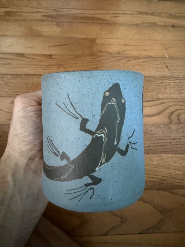 Siegele Haley Buzzard Mountain Pottery Blue Coffee Mug Lizard Salamander