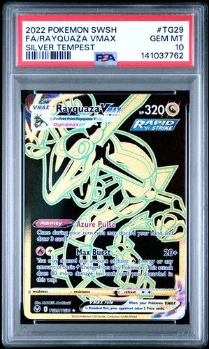2022 POKEMON SWORD & SHIELD SILVER TEMPEST #TG29 FULL ART/RAYQUAZA VMAX PSA 10