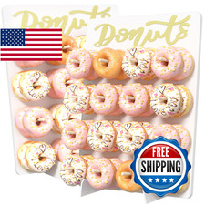 CORTNK Wooden Donut Wall Display Stand, 2PCS Holder for 32 Doughnuts, Board for