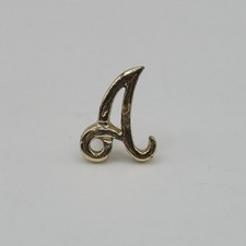 Script Letter A Lapel Pin Tie Tack 1/2" Gold Tone Initial Unisex Collectible