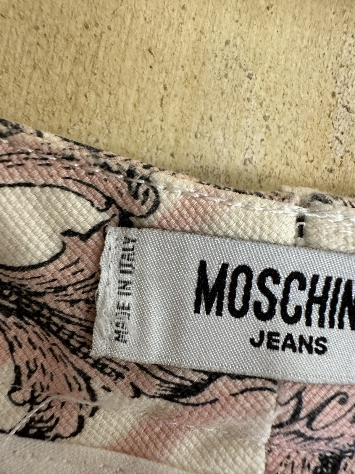 VTG 90S RARE MOSCHINO ITALY STRETCH DENIM STRIPE FLORAL PRINT MIDI SKIRT SZ14US image 4