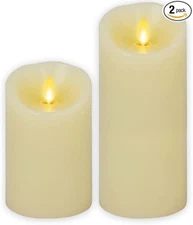 Luminara Set of 2 - Flameless Flickering Pillar Candle LUMINARA-2C - Ivory