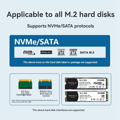 M. 2 NVME/NGFF Dual Protocol SSD Enclosure with Display Screen5715 - Afbeelding 5 van 10