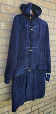 with tags VTG DEADSTOCK RALPH LAUREN SPORT LEATHER HOODIE TOGGLE NAVY TRENCH G1N