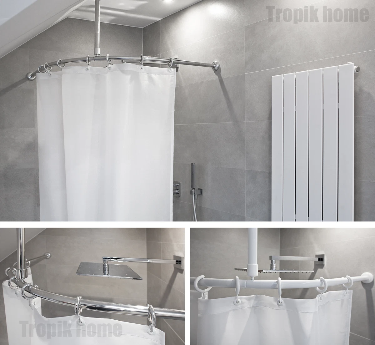 Curved shower curtain online rail