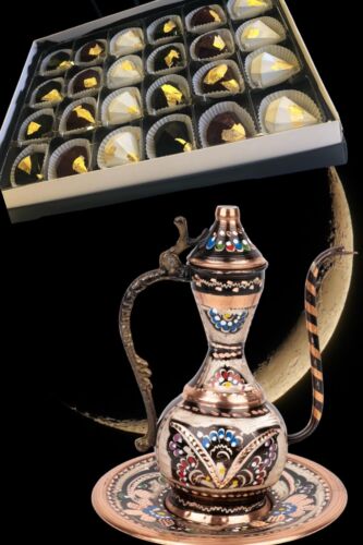 Eid Ramadan Mubarak Family Gift Copper Enamel Engraved Ibrik Luxury Gift - Picture 1 of 3