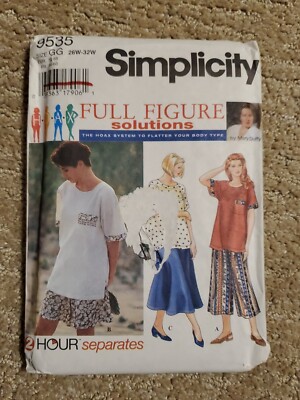Simplicity 9535 Size 26W-32W Pullover Top Skirt Split Skirt by Mary Duffy FF 