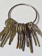 13 Vtg Key P&F Corbin, Independent Lock Co. Russwin, Lock Wood, Fraim, Frantz