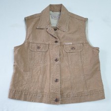 Marlboro Classics Sleeveless Jacket Size Large Women's Linen/cotton, Light Brown