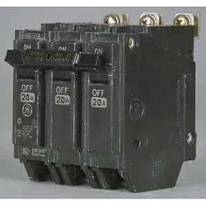 GE THQB Mini Circuit Breaker, 120/240V, 20A, 10kAIC, 3 Poles