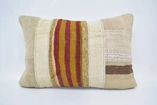 Boho Pillow Sham Cover, 16"x24" White Cushion Cover, Antique Pillows