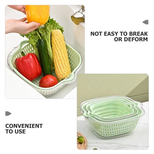 1 Set Stackable Vegetable Sinks Wash Drain Basket Reusable Plastic Fruit - Picture 11 of 12