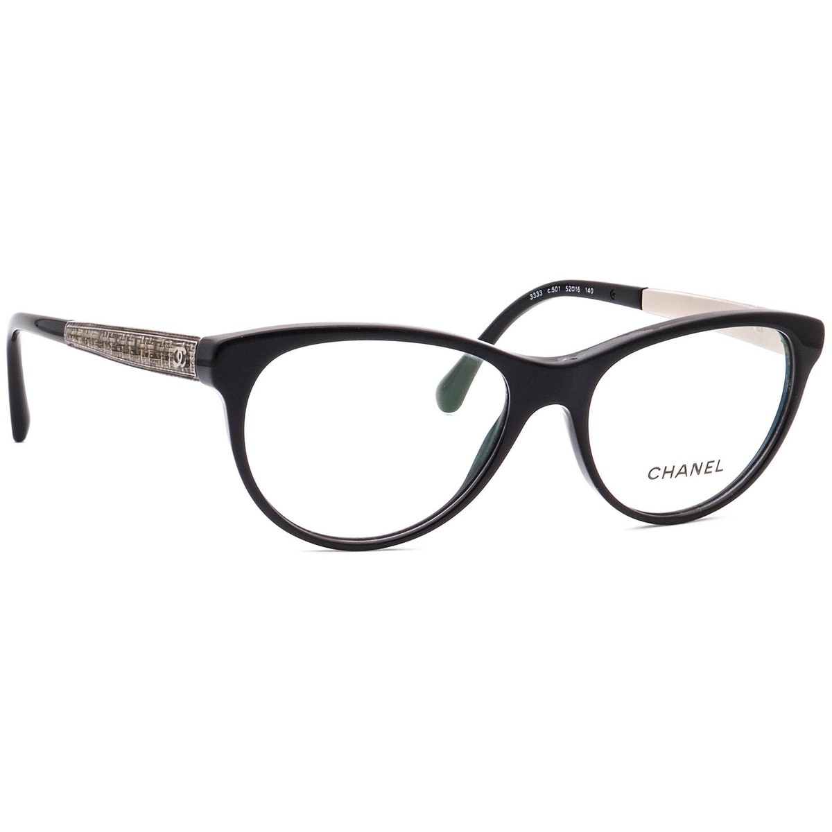CHANEL メガネ Chanel Eyeglasses 3333 c.501 Polished Black Cat Eye Frame