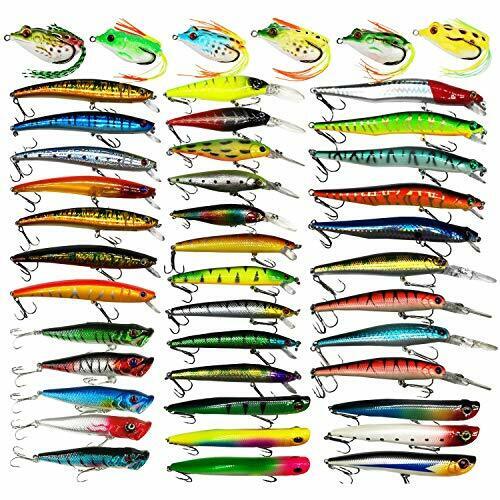 Bass Fishing Lures Tackle Kit Minnow Popper VIB Crankbait Saltwater Freshwater - Picture 10 of 27