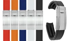 20mm Fitted Curved End Silicone Watch Band for Hamilton Khaki King II, Scuba