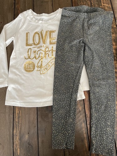 4T Cat & Jack teal and gold jacket leggings and LOVE shirt outfit - Picture 10 of 11