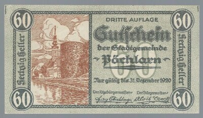 Emergency money - Austria - municipality of Pöchlarn on the Danube - 60 Heller - 1920