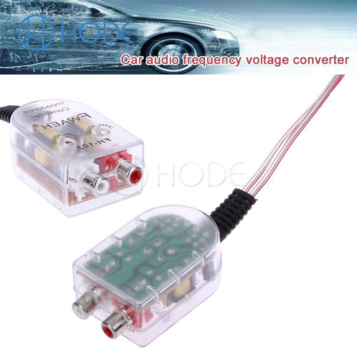 Level Car Speaker High to Low Impedance Converter 2 Channel RCA Line Out UK - Afbeelding 1 van 8