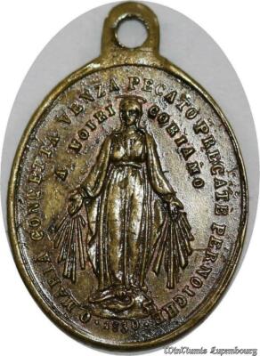 Médaille Papale Vatican Vierge Marie 1830 - Deux Cœurs, Bronze, 41mm
