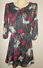American Rag Cie Brand Womens Size S Lined Semi-Sheer Floral Tea Dress 3/4 Sleev
