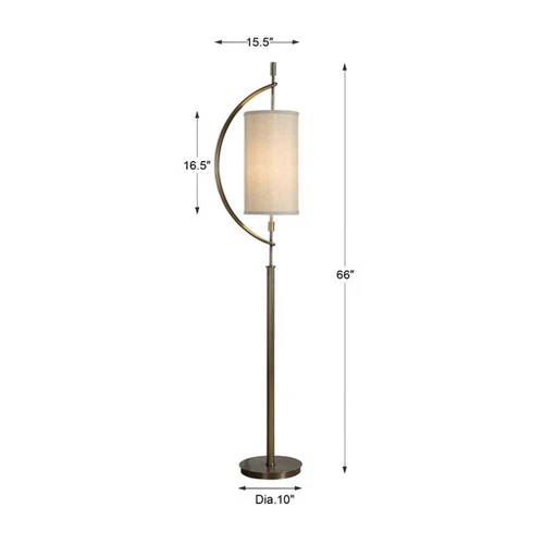 Uttermost Balaour Steel and Fabric Floor Lamp in Antique Brass and Light Beige - Picture 3 of 3