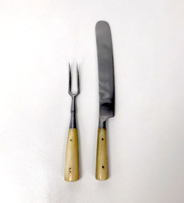 Two Piece Bone Handle Utensil Set - Reenactment, Rendezvous, Primitive Camping