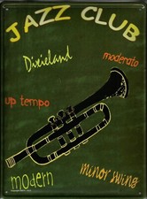 Vintage Metallplatte JAZZ CLUB Dixieland - 30 X 20 Cm