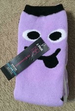 FREE SHIPPING NOBO NWT 2 pair Girls Purple/Black Emoji Socks - Shoe Size 4-10