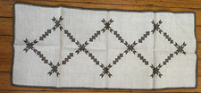 Lefkara Lace & Embroidery Beige & Brown Linen 34" X 15" Rectangular Table Runner