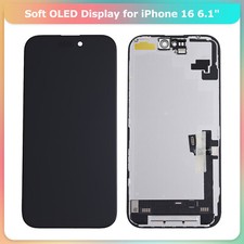 For iPhone 16 Soft OLED Display LCD Touch Screen Digitizer Frame Assembly Part