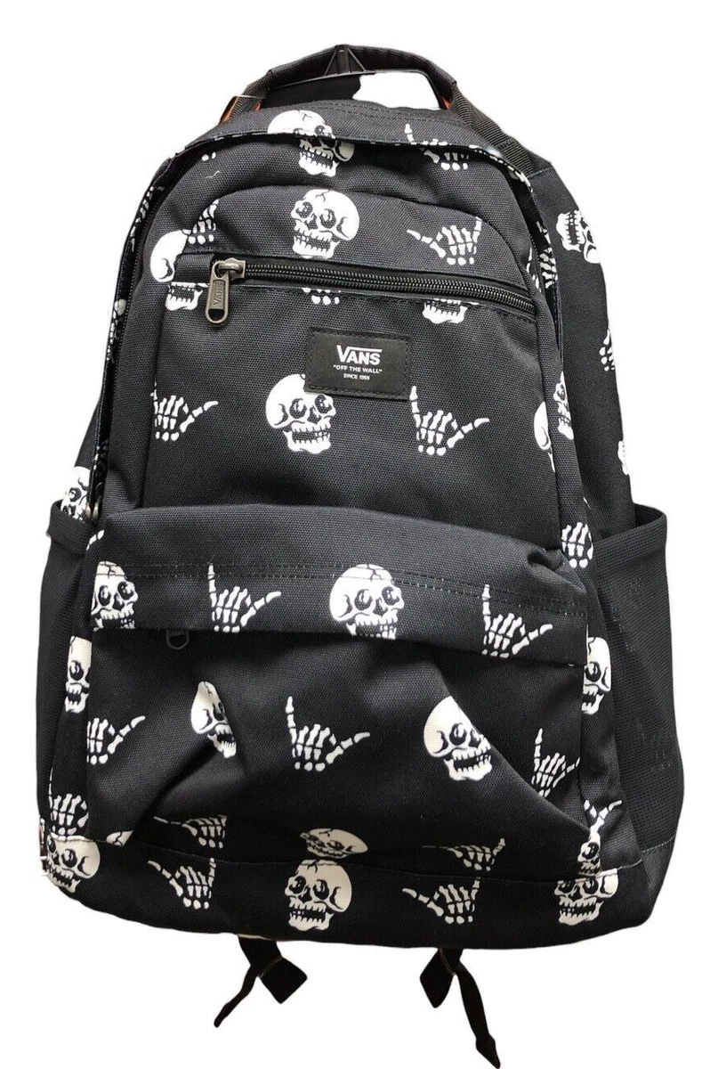 NWT Vans Startle Black Skulls Print Laptop Unisex School Backpack