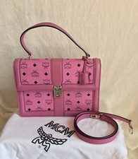 Mcm Pink Leather Handbag + Shoulder Strap, 12 X 8.5 X 3.5
