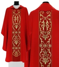 Red Gothic Chasuble with stole 050-C Vestment Rouge Casulla Roja Casula Rossa