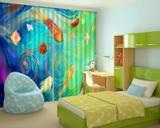 3D Hand Drawn Goldfish ZHUA1921 Photo Curtain Window Blockout Fabric Amy 2023