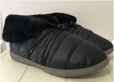 Vionic Gabrie Puffer Slippers Black Faux Fur Orthotic Arch Support Women  s 11.