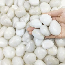 2 lbs Polished White Pebbles for Pebbles 1-2 Inch Smooth White River Rocks fo...